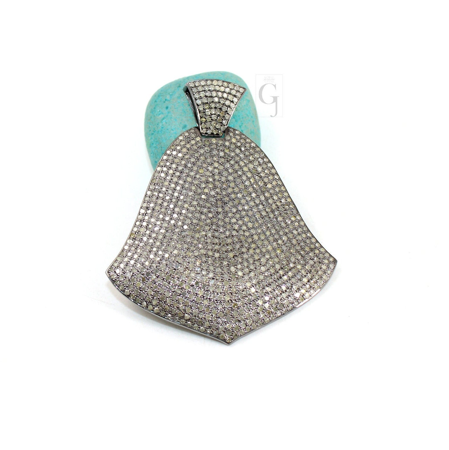 Beautiful designer brilliant cut diamond pave diamond pendant sterling 925 silver handmade finish diamond charm necklace pendant jewelry