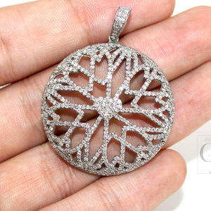 Heart diamond Pave diamond high quality rosecut pendant 925 sterling silver finish handmade diamond pendant designed love diamond pendant