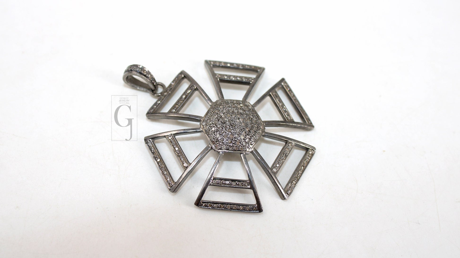 Sunburst Pendant Design Pave Diamond Rosecut Pendant 925 Sterling Silver Pendant Handmade Diamond Pendant Beautiful Diamond Pendant