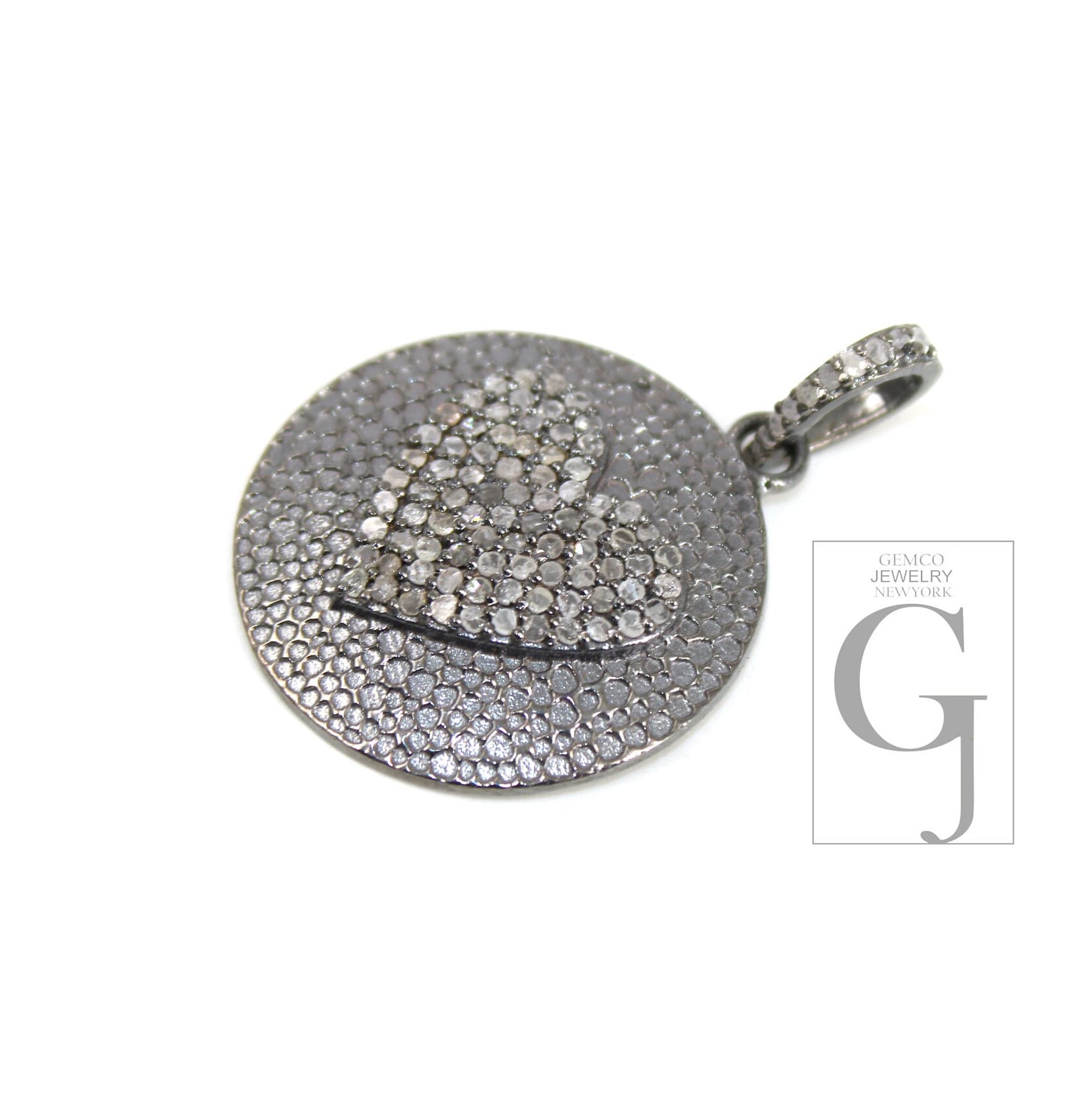 Oxidized look heart pendant designer Rosecut pave diamond pendant sterling 925 silver handmade finish diamond charms necklace pendant
