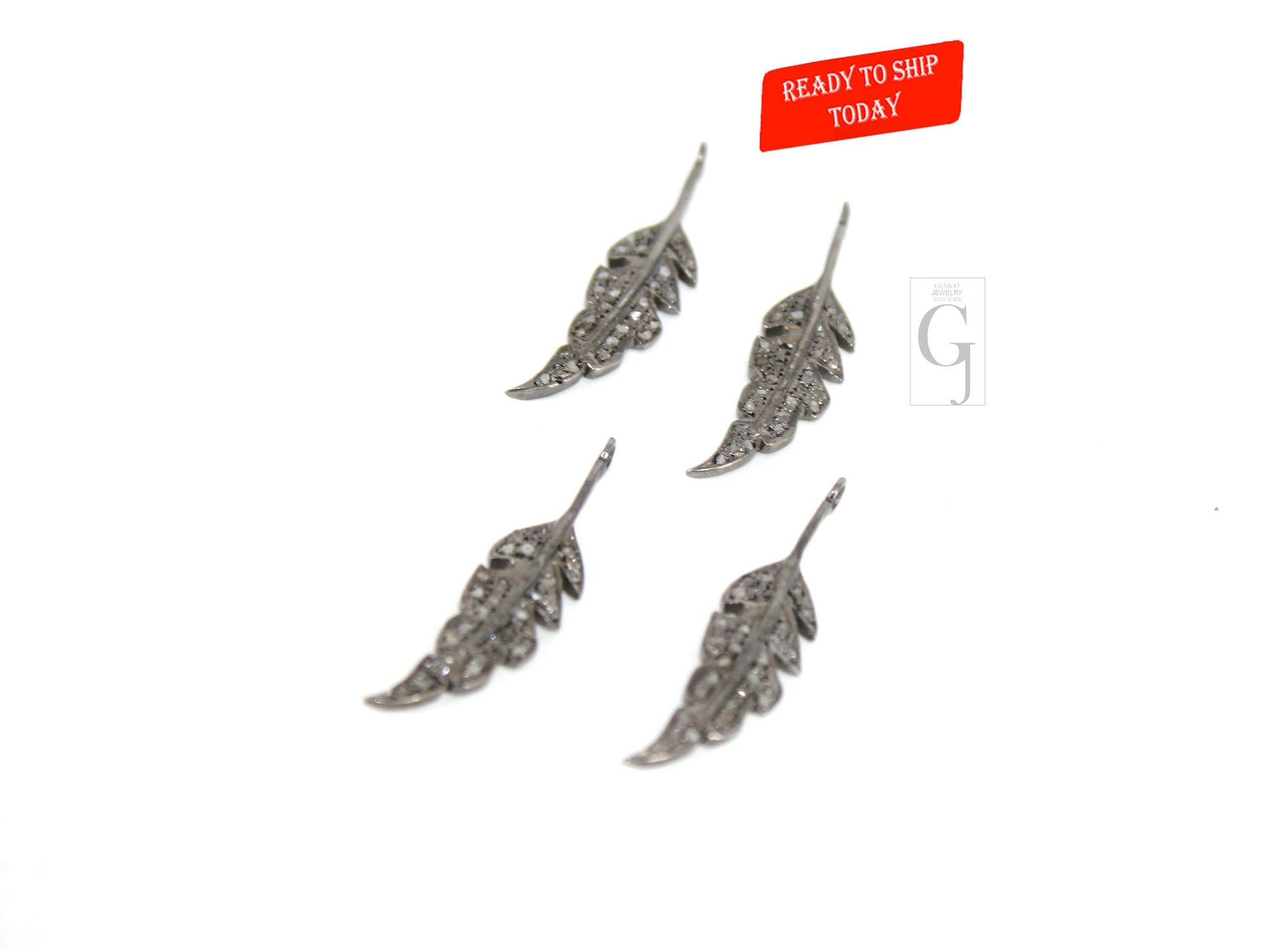 Very Beautiful Leaf pendant Designer Charm Rosecut Pave Diamond Pendant 925 Sterling Silver Handmade Finish Diamond Charms Necklace Jewelry
