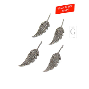 Very Beautiful Leaf pendant Designer Charm Rosecut Pave Diamond Pendant 925 Sterling Silver Handmade Finish Diamond Charms Necklace Jewelry