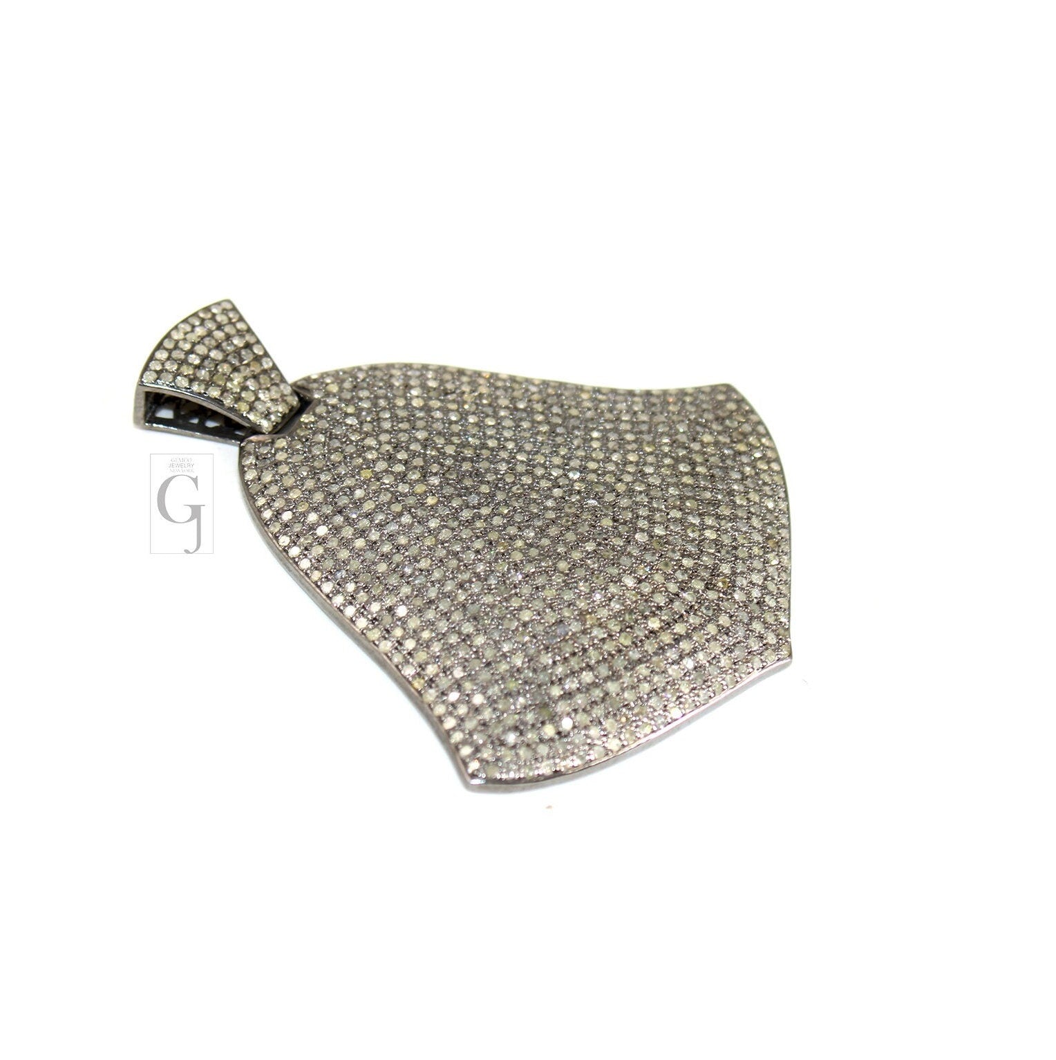 Beautiful designer brilliant cut diamond pave diamond pendant sterling 925 silver handmade finish diamond charm necklace pendant jewelry