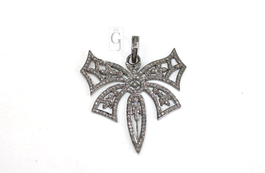 Antique Look Dragon Fly Pendant Designer Rosecut Pave Diamond Pendant Sterling 925 silver Handmade Finish Diamond Charms Necklace Pendant