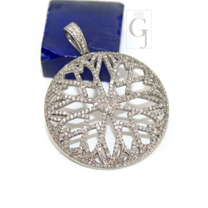 Heart diamond Pave diamond high quality rosecut pendant 925 sterling silver finish handmade diamond pendant designed love diamond pendant