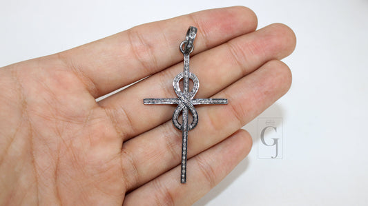 Very beautiful designer cross pendant Pave diamond rosecut pendant 925 sterling silver pendant handmade diamond necklace pendant charms