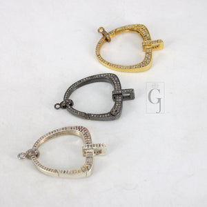 Pave Diamond Clasp,Lobster Clasp ,925 Sterling Silver Handmade Clasp , Diamond Clasp With Matching Jump Ring,Rose Cut Diamond Clasp.