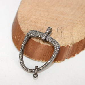 Pave Diamond Clasp,Lobster Clasp ,925 Sterling Silver Handmade Clasp , Diamond Clasp With Matching Jump Ring,Rose Cut Diamond Clasp.
