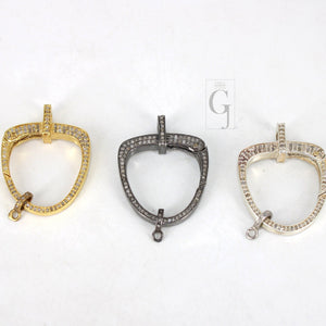 Pave Diamond Clasp,Lobster Clasp ,925 Sterling Silver Handmade Clasp , Diamond Clasp With Matching Jump Ring,Rose Cut Diamond Clasp.