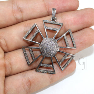 Sunburst Pendant Design Pave Diamond Rosecut Pendant 925 Sterling Silver Pendant Handmade Diamond Pendant Beautiful Diamond Pendant