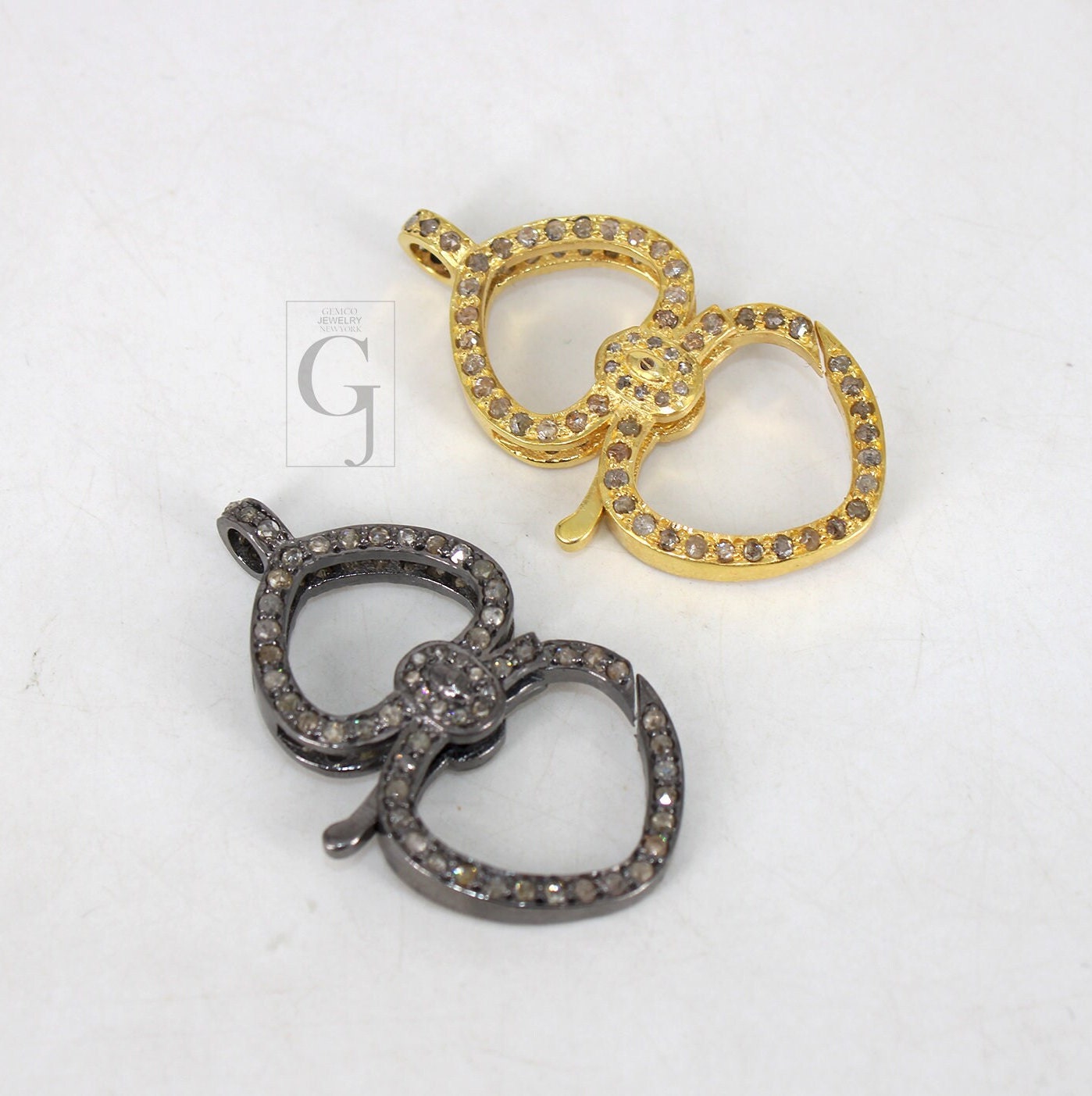 1pc Rosecut Pave Diamond Lobster Clasp Design Spring Clasps 925 Sterling Silver Handmade Finish Jewelry Making Supplies Clasps