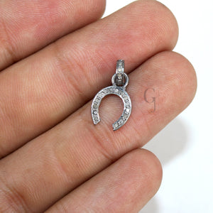 1pc Beautiful Horseshoe Designer Rosecut Pave Diamond Pendant 925 Sterling Silver Handmade Finish Diamond Jewelry Luck Pendant