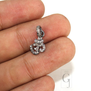 Very Beautiful OM Designed Shaped Rosecut Pave Diamond Pendant 925 Sterling Silver Handmade Finish Diamond Fashionable Jewelry