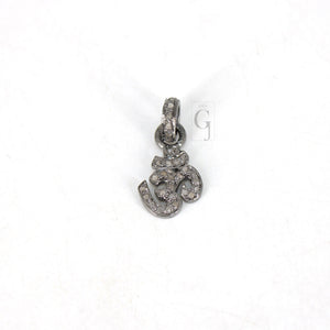 Very Beautiful OM Designed Shaped Rosecut Pave Diamond Pendant 925 Sterling Silver Handmade Finish Diamond Fashionable Jewelry