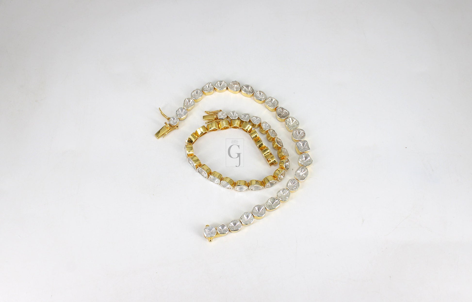 14k Gold Finish Polki Flat Diamond Tennis Bracelet Rosecut Pave Diamond Bracelet 925 Sterling Silver Handmade Finish Diamond Bangle Bracelet
