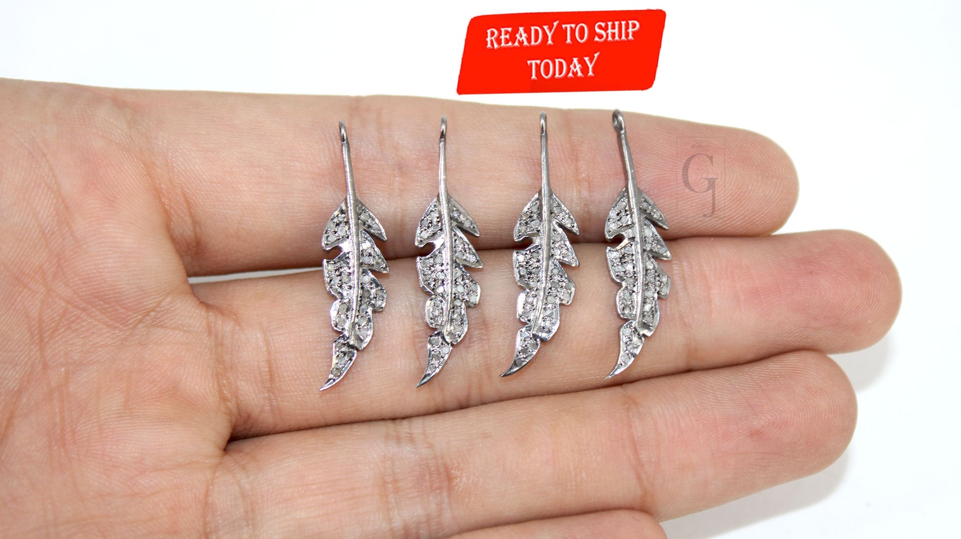 Very Beautiful Leaf pendant Designer Charm Rosecut Pave Diamond Pendant 925 Sterling Silver Handmade Finish Diamond Charms Necklace Jewelry