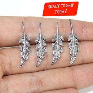 Very Beautiful Leaf pendant Designer Charm Rosecut Pave Diamond Pendant 925 Sterling Silver Handmade Finish Diamond Charms Necklace Jewelry