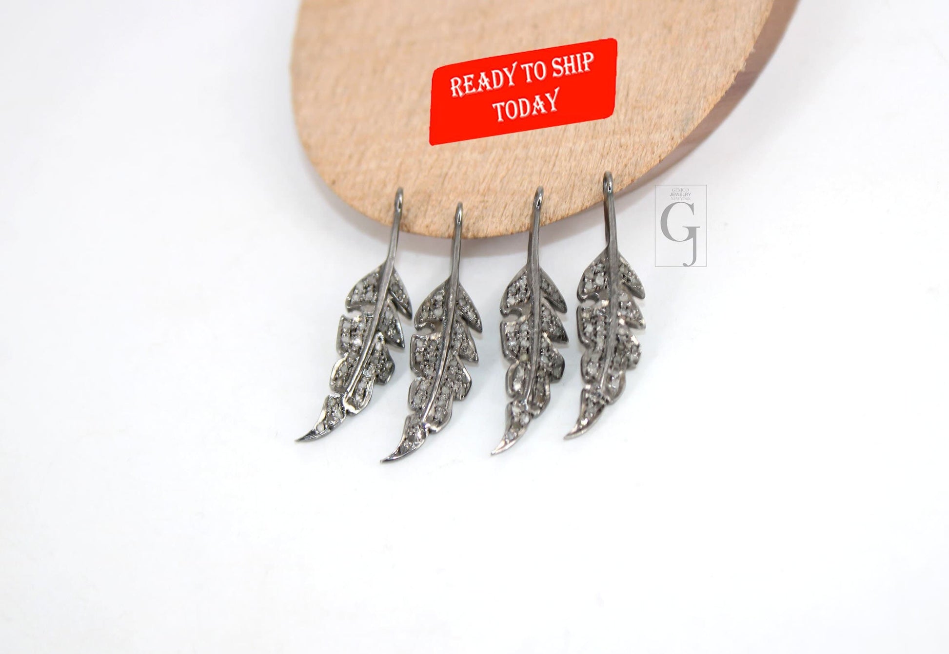 Very Beautiful Leaf pendant Designer Charm Rosecut Pave Diamond Pendant 925 Sterling Silver Handmade Finish Diamond Charms Necklace Jewelry