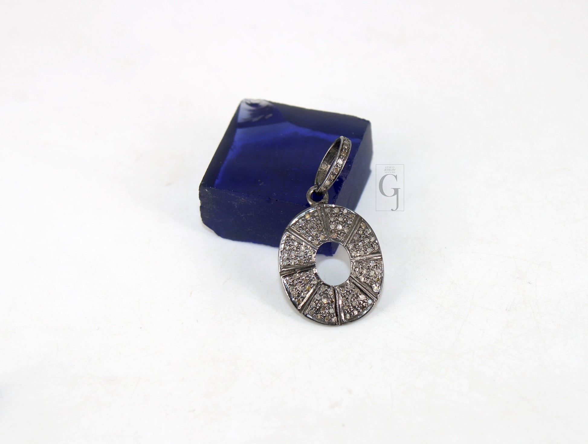 Oxidized Beautiful Designer Pendant Rosecut Pave Diamond Pendant 925 Sterling Silver Handmade Finish Diamond Jewelry Necklace Pendant