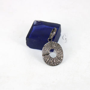 Oxidized Beautiful Designer Pendant Rosecut Pave Diamond Pendant 925 Sterling Silver Handmade Finish Diamond Jewelry Necklace Pendant