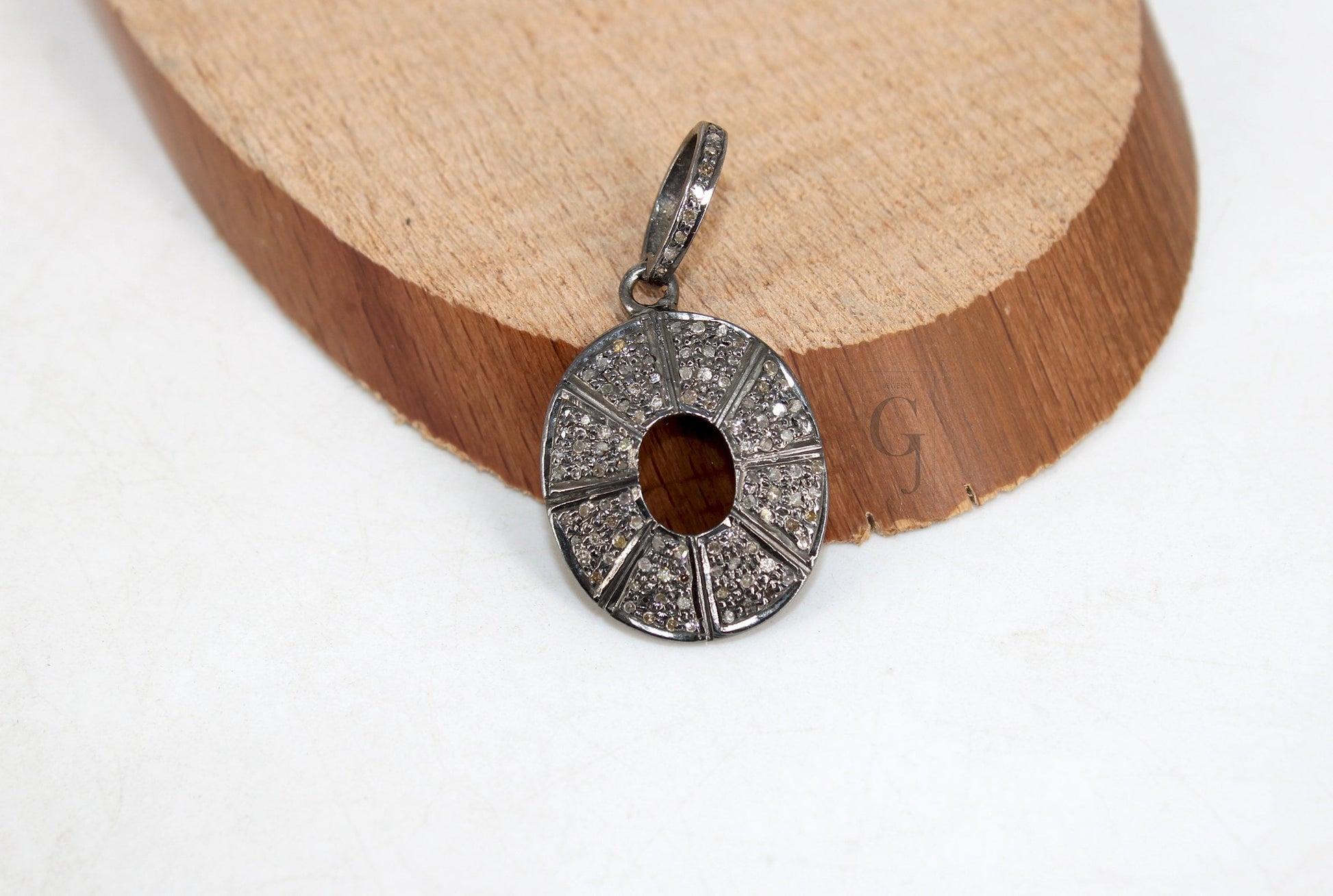 Oxidized Beautiful Designer Pendant Rosecut Pave Diamond Pendant 925 Sterling Silver Handmade Finish Diamond Jewelry Necklace Pendant