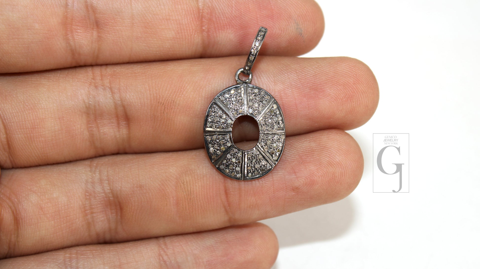 Oxidized Beautiful Designer Pendant Rosecut Pave Diamond Pendant 925 Sterling Silver Handmade Finish Diamond Jewelry Necklace Pendant