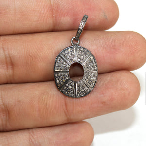 Oxidized Beautiful Designer Pendant Rosecut Pave Diamond Pendant 925 Sterling Silver Handmade Finish Diamond Jewelry Necklace Pendant
