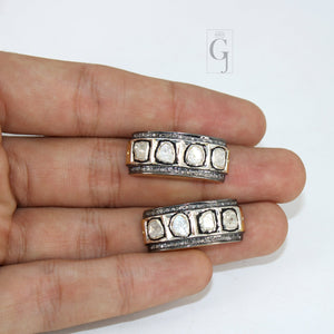 slice diamond Pave diamond rosecut connector 925 sterling silver connector handmade diamond connector pave pokli diamond bracelet connector