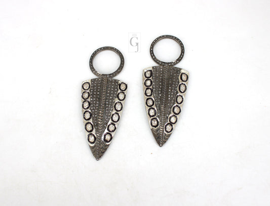 Polki Arrowhead pendant Design Rocecut Pave Diamond Pendant 925 Sterling Silver Handmade Finish Diamond Pendant Hollywood Style Jewelry