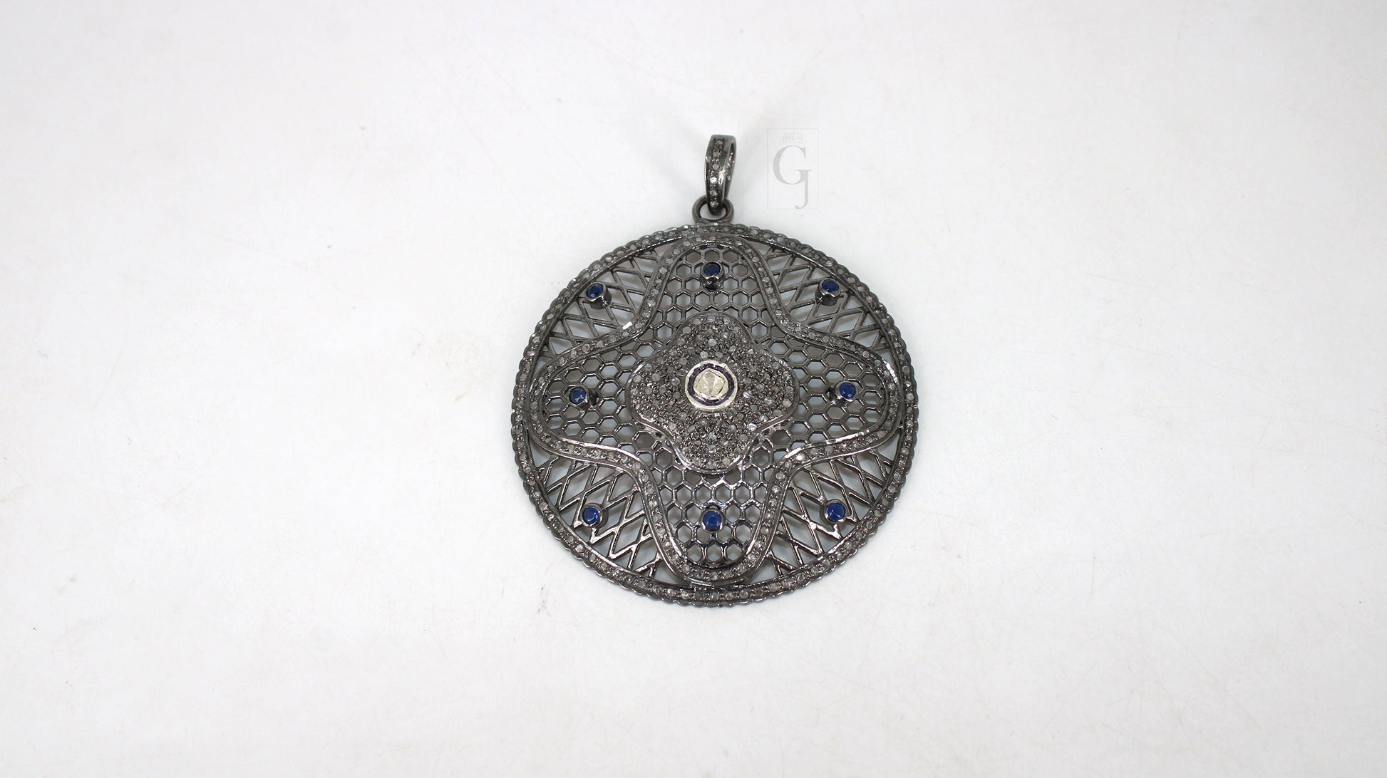 Very beautiful designer polki pendant Rosecut pave diamond pendant 925 sterling silver handmade finish diamond charms necklace pendant