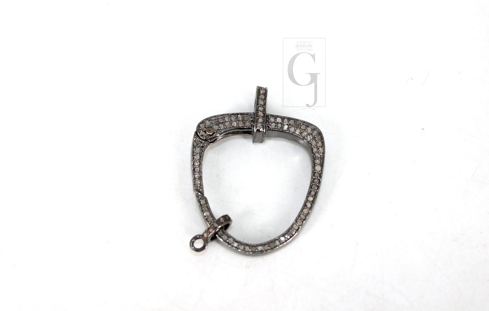 Pave Diamond Clasp,Lobster Clasp ,925 Sterling Silver Handmade Clasp , Diamond Clasp With Matching Jump Ring,Rose Cut Diamond Clasp.