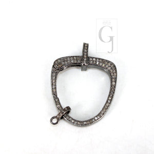 Pave Diamond Clasp,Lobster Clasp ,925 Sterling Silver Handmade Clasp , Diamond Clasp With Matching Jump Ring,Rose Cut Diamond Clasp.