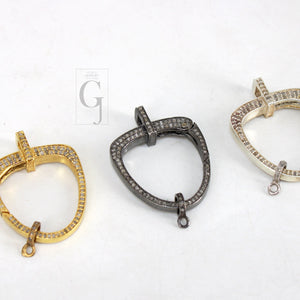 Pave Diamond Clasp,Lobster Clasp ,925 Sterling Silver Handmade Clasp , Diamond Clasp With Matching Jump Ring,Rose Cut Diamond Clasp.