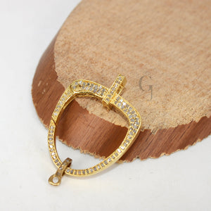 Pave Diamond Clasp,Lobster Clasp ,925 Sterling Silver Handmade Clasp , Diamond Clasp With Matching Jump Ring,Rose Cut Diamond Clasp.