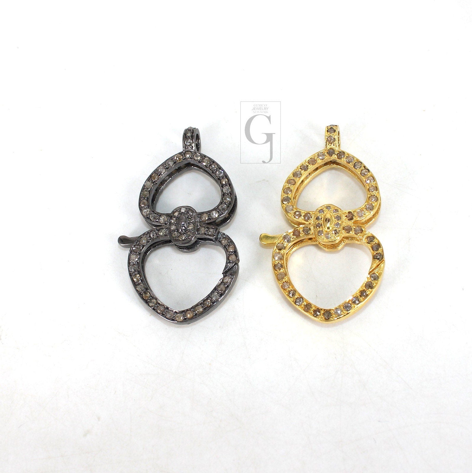 1pc Rosecut Pave Diamond Lobster Clasp Design Spring Clasps 925 Sterling Silver Handmade Finish Jewelry Making Supplies Clasps