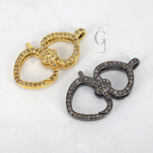 1pc Rosecut Pave Diamond Lobster Clasp Design Spring Clasps 925 Sterling Silver Handmade Finish Jewelry Making Supplies Clasps