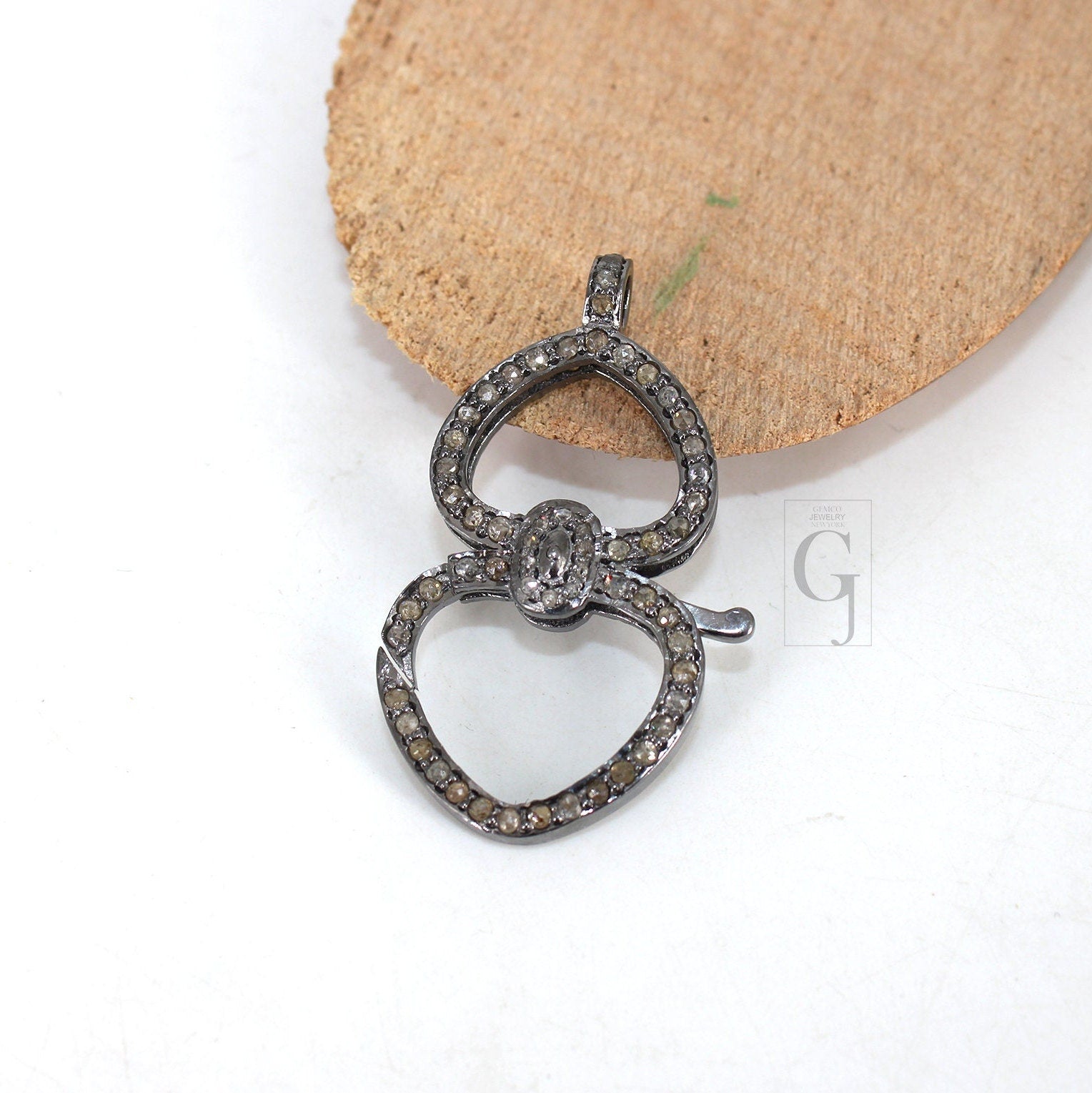 1pc Rosecut Pave Diamond Lobster Clasp Design Spring Clasps 925 Sterling Silver Handmade Finish Jewelry Making Supplies Clasps