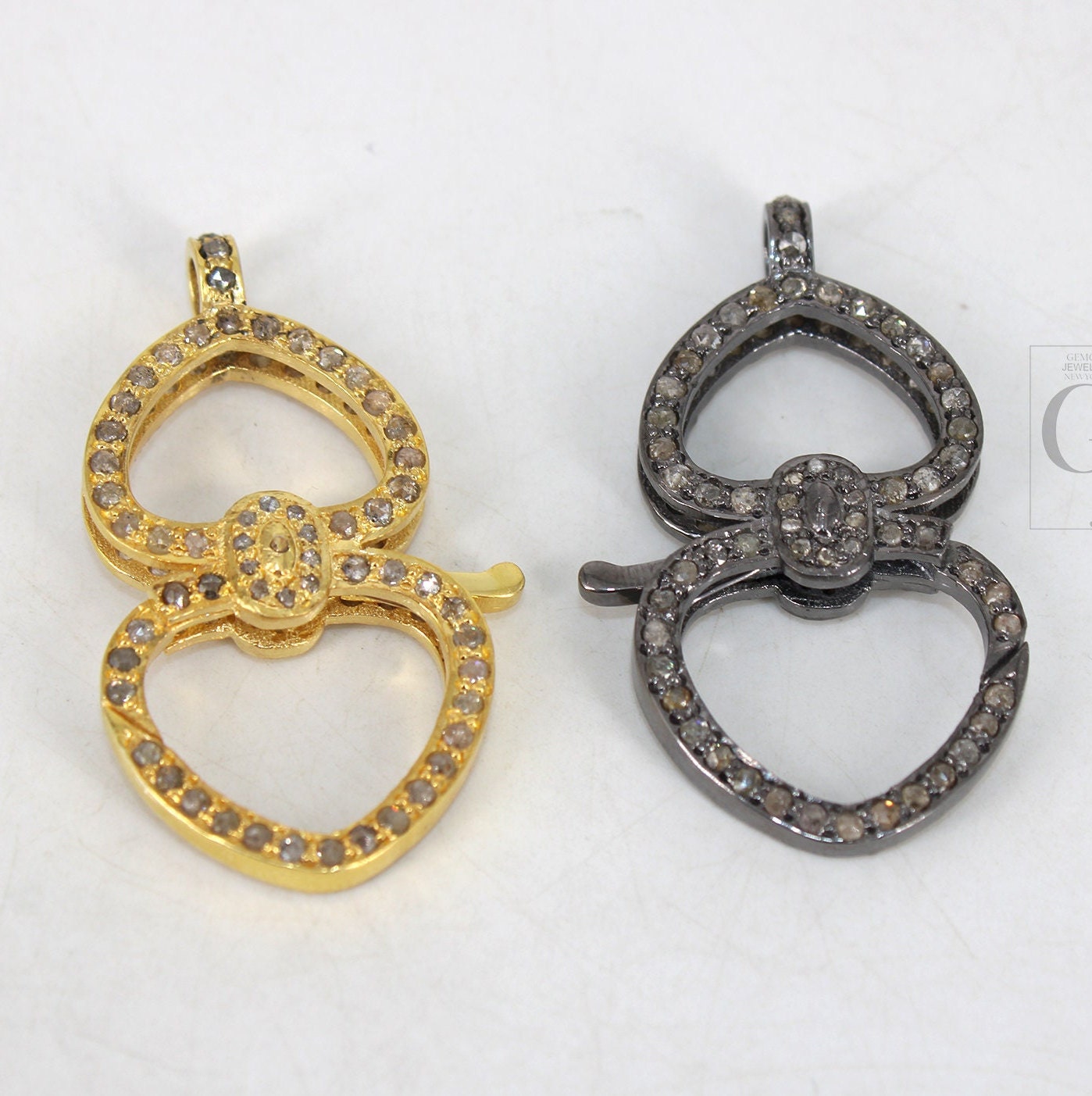 1pc Rosecut Pave Diamond Lobster Clasp Design Spring Clasps 925 Sterling Silver Handmade Finish Jewelry Making Supplies Clasps