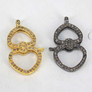 1pc Rosecut Pave Diamond Lobster Clasp Design Spring Clasps 925 Sterling Silver Handmade Finish Jewelry Making Supplies Clasps