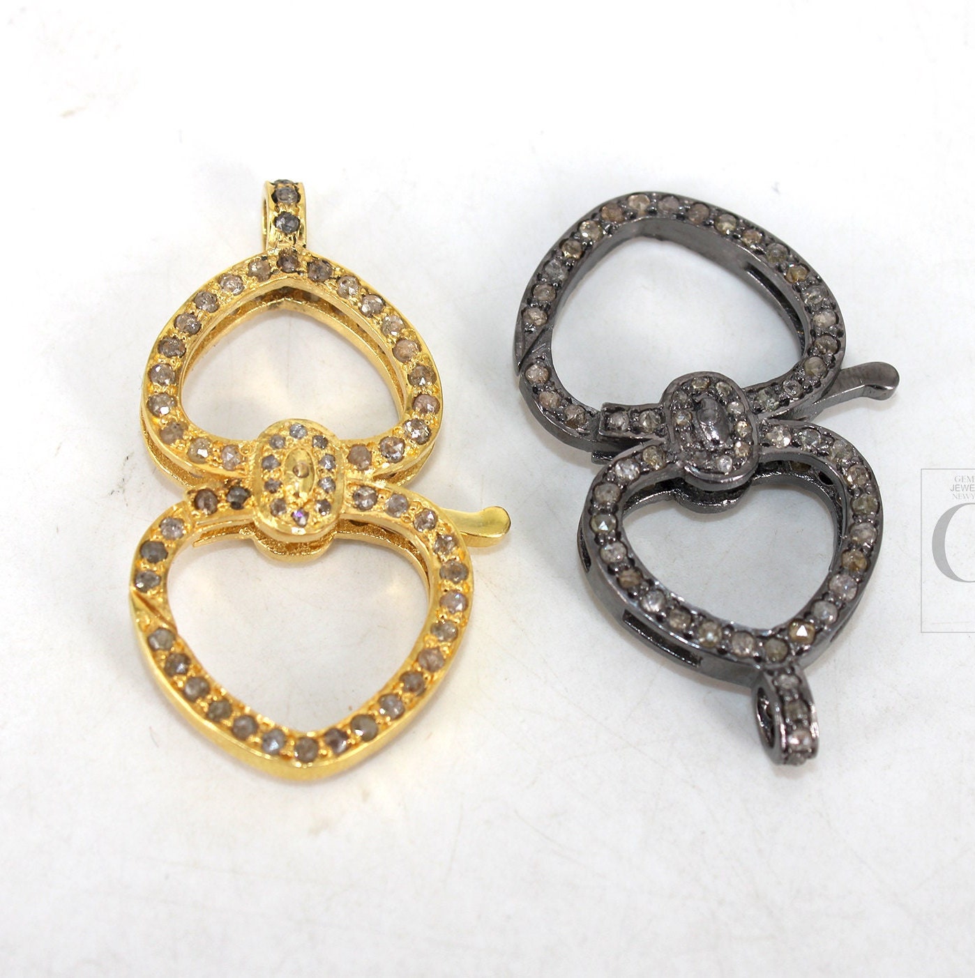 1pc Rosecut Pave Diamond Lobster Clasp Design Spring Clasps 925 Sterling Silver Handmade Finish Jewelry Making Supplies Clasps