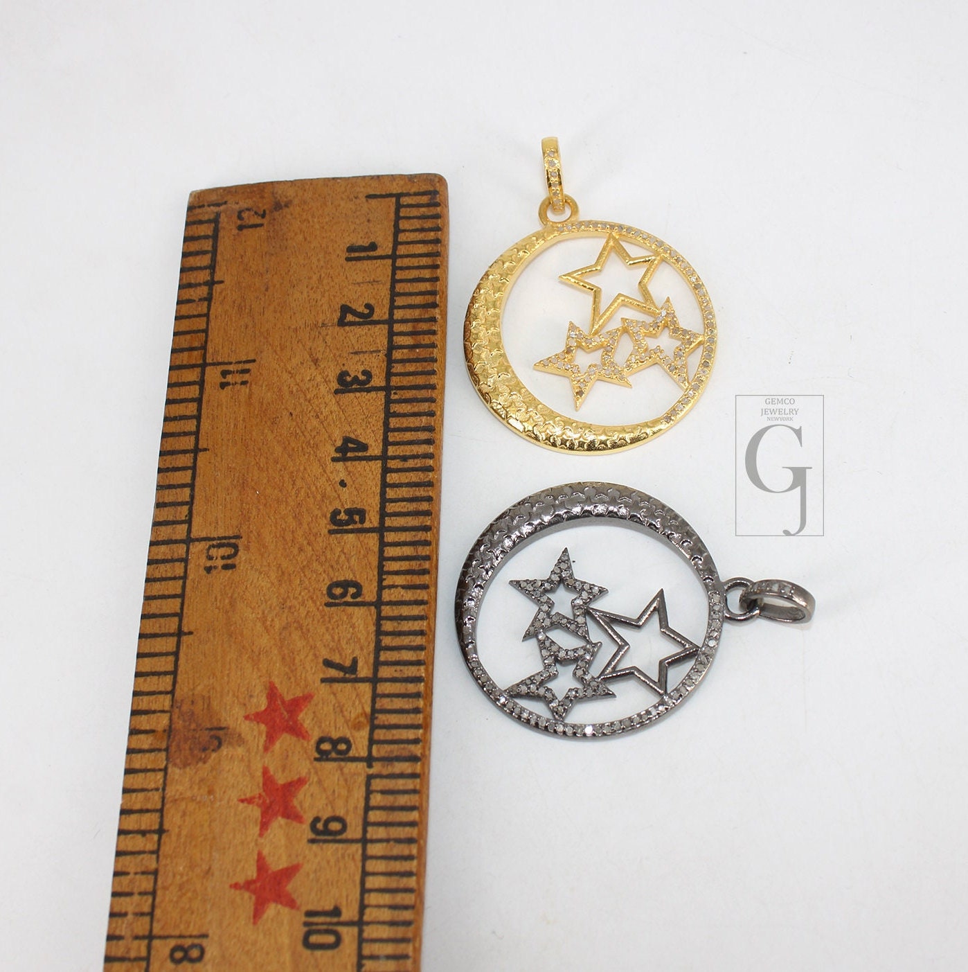 Beautiful Star Pendant 14k Gold Designer Rosecut Pave Diamond Pendant 925 Sterling Silver Handmade Finish Diamond Charms Necklace Pendant