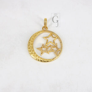 Beautiful Star Pendant 14k Gold Designer Rosecut Pave Diamond Pendant 925 Sterling Silver Handmade Finish Diamond Charms Necklace Pendant