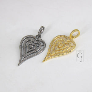 Latest designer diamond heart pendant Rosecut pave diamond pendant 925 sterling silver handmade finish diamond charms necklace pendant