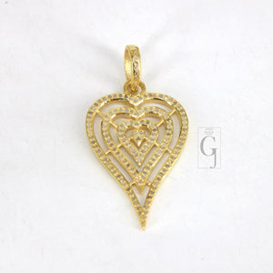 Latest designer diamond heart pendant Rosecut pave diamond pendant 925 sterling silver handmade finish diamond charms necklace pendant