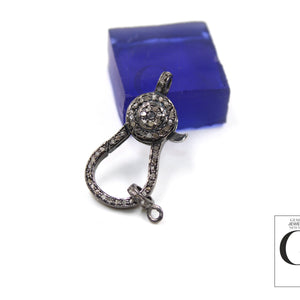 1pc Antique  Lobster Clasp Rose Cut Pave Diamond Clasp 925 Sterling Silver Handmade Finish Diamond Necklace Clasp Pendant Clasp Jewelry