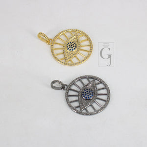 14k Gold Finish Evil Eye Pendant Designer Rosecut Pave Diamond Pendant 925 Sterling Silver Handmade Finish Diamond Charms Necklace Pendant