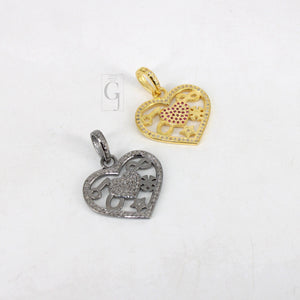 Beautiful Love Luck Designer Pendant Rosecut Pave Diamond Pendant 925 Sterling Silver Handmade Finish Diamond Charms Necklace Pendant