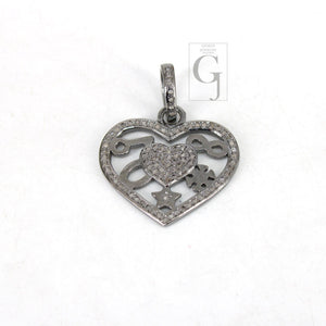 Beautiful Love Luck Designer Pendant Rosecut Pave Diamond Pendant 925 Sterling Silver Handmade Finish Diamond Charms Necklace Pendant