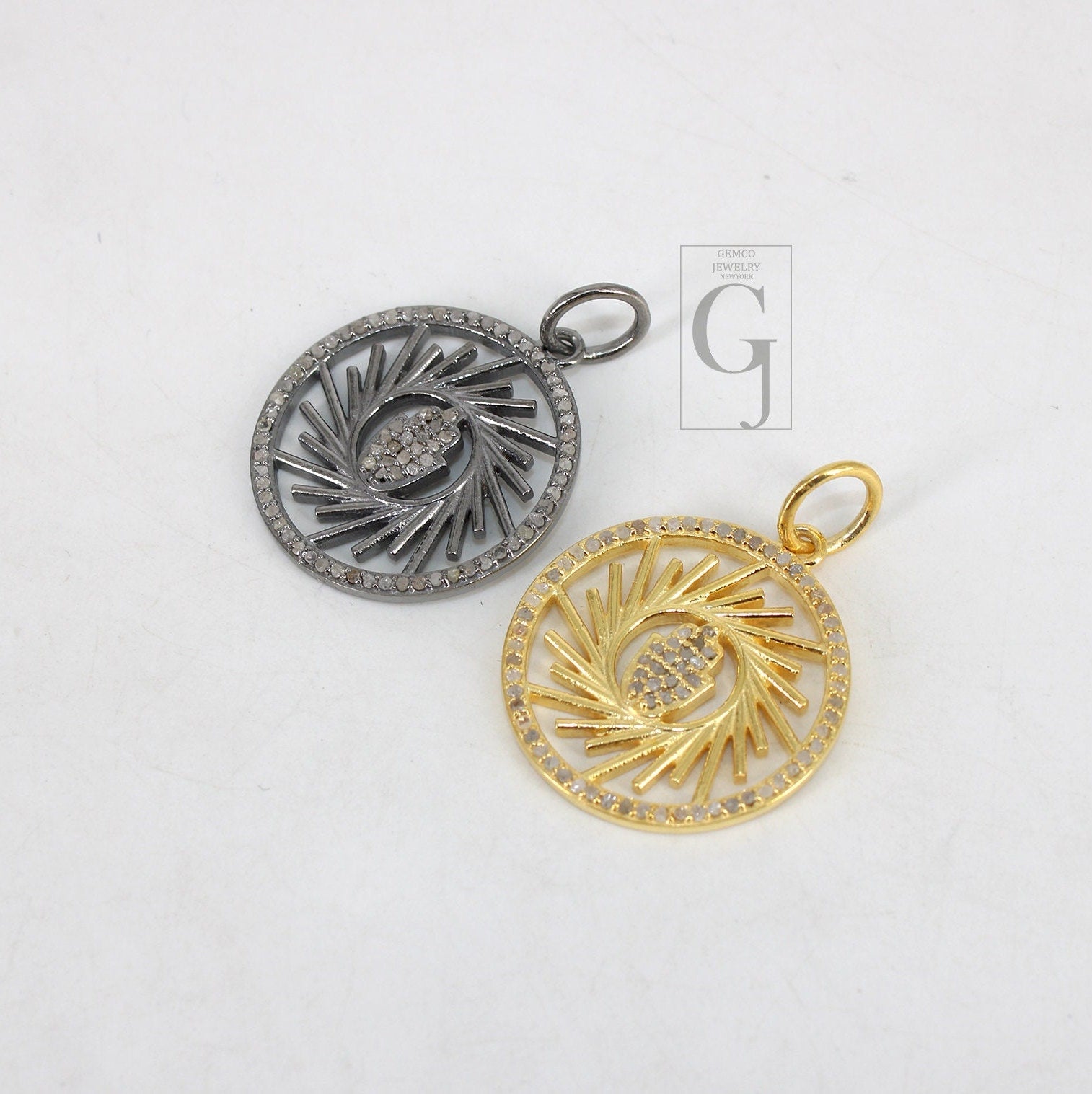 Very beautiful designer humsa pendant Pave rosecut diamond 925 sterling silver handmade pave diamond setting humsa pendant jewelry