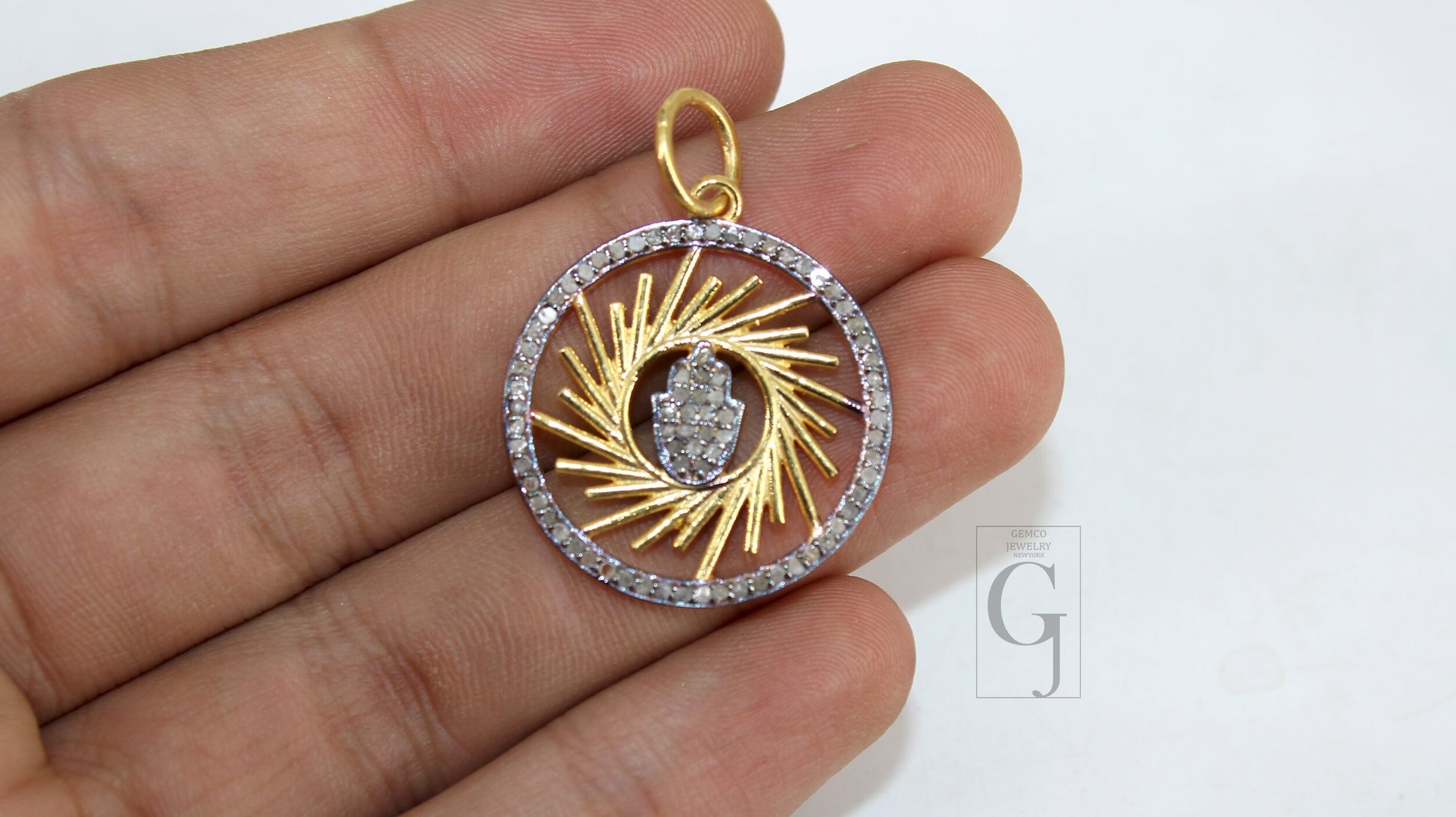 Very beautiful designer humsa pendant Pave rosecut diamond 925 sterling silver handmade pave diamond setting humsa pendant jewelry